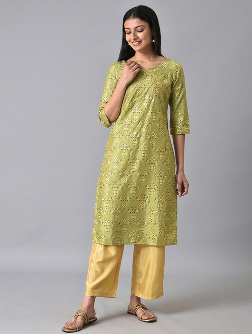 round neck kurta palazzo set - 19608964 - Very Small Image - 1