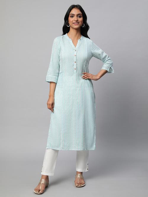 mandarin collar kurta pant set - 19608976 - Very Small Image - 1