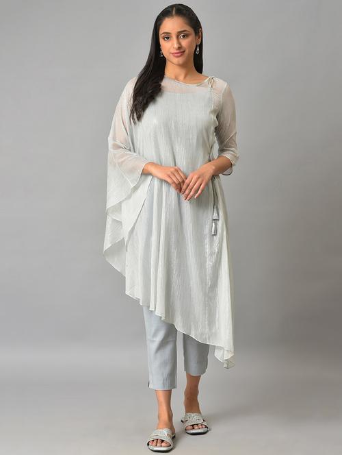 round neck kurta pant set - 19608988 - Very Small Image - 1
