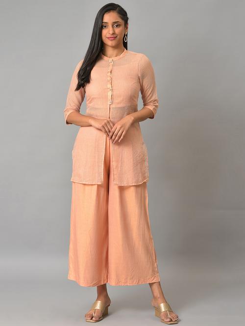 mandarin collar top pants set - 19608989 - Very Small Image - 1