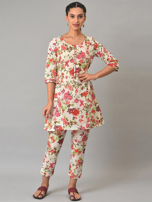 round neck kurta pant set - 19608993 - Very Small Image - 1