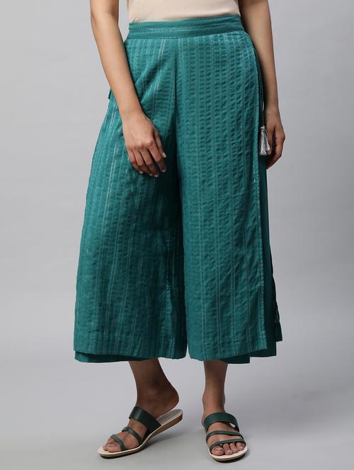 teal solid straight palazzo - 19609158 - Very Small Image - 1