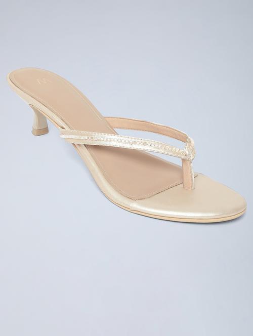 gold pu slip on sandals - 19609855 - Very Small Image - 1