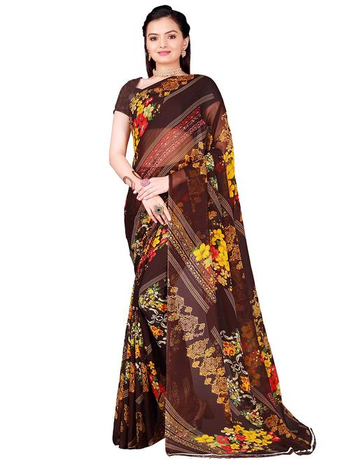 floral printed saree with blouse - 19611309 - Very Small Image - 1