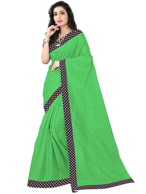 solid bordered saree with blouse - 19612807 - Very Small Image - 1
