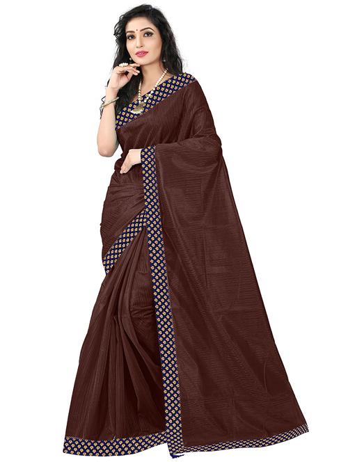 solid bordered saree with blouse - 19612985 - Very Small Image - 1