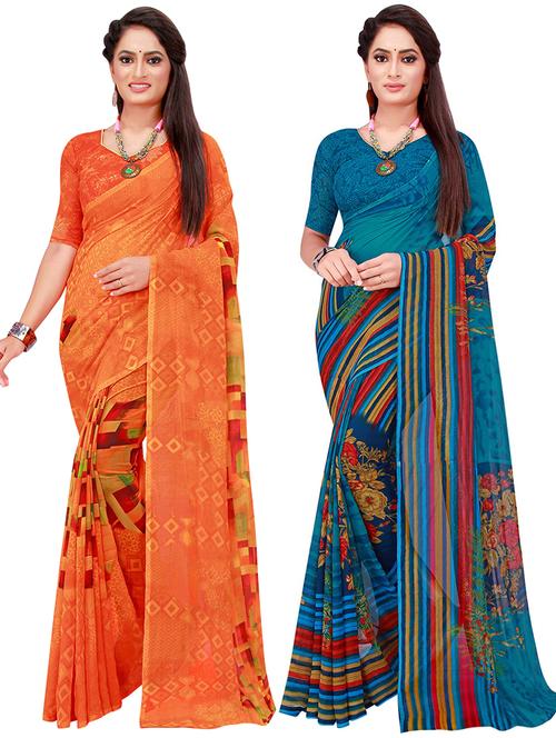 pack of 2 printed combo saree - 19613628 - Very Small Image - 1