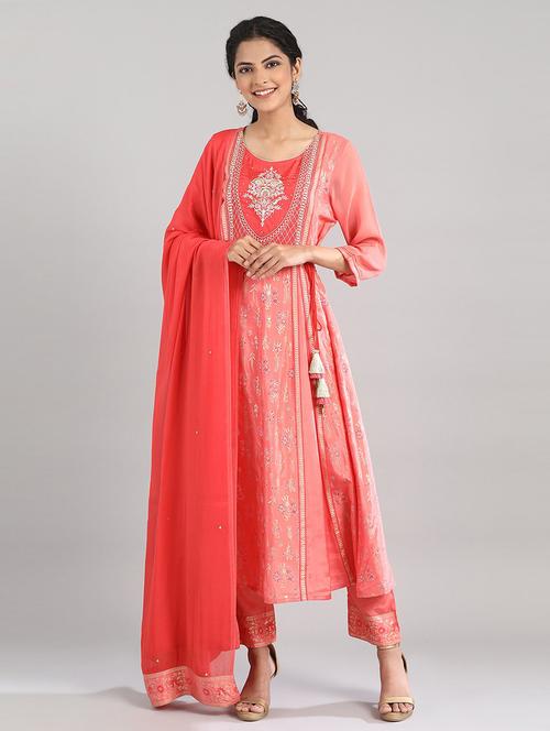 round neck kurta palazzo set - 19614375 - Very Small Image - 1