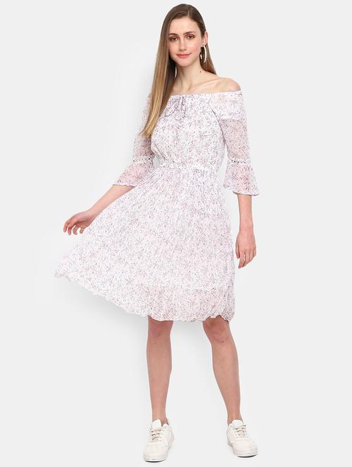 women white florals printed flared dress - 19614593 - Very Small Image - 1