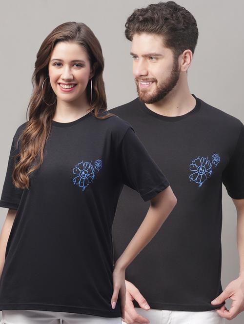 black cotton couple tshirt - 19615061 - Very Small Image - 1