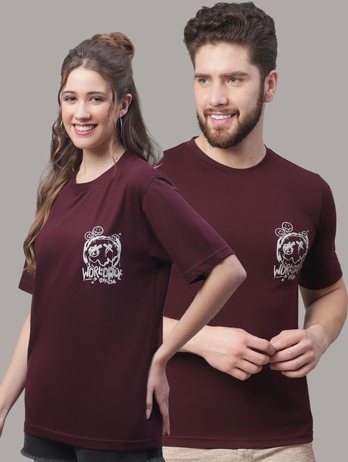red cotton couple tshirt - 19615067 - Very Small Image - 1