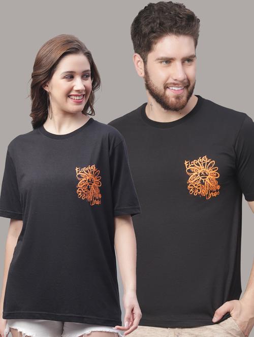 black cotton couple tshirt - 19615069 - Very Small Image - 1