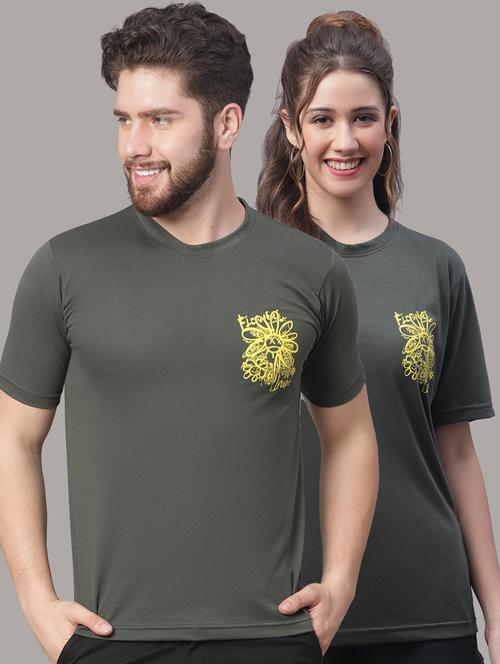 green cotton couple tshirt - 19615071 - Very Small Image - 1