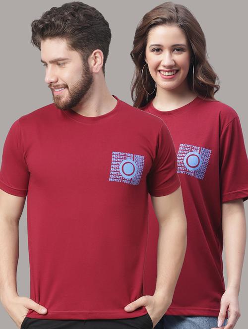 red cotton couple tshirt - 19615072 - Very Small Image - 1
