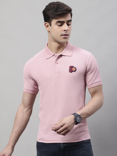 pink chest printed polo t-shirt - 19615092 - Very Small Image - 1