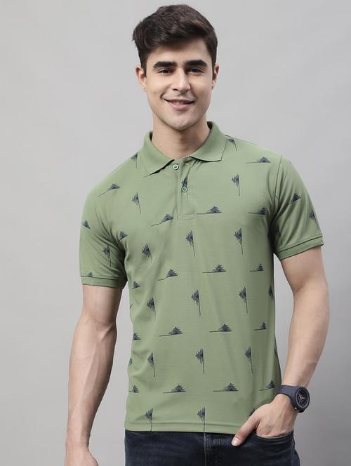 olive printed polo t-shirt - 19615095 - Very Small Image - 1