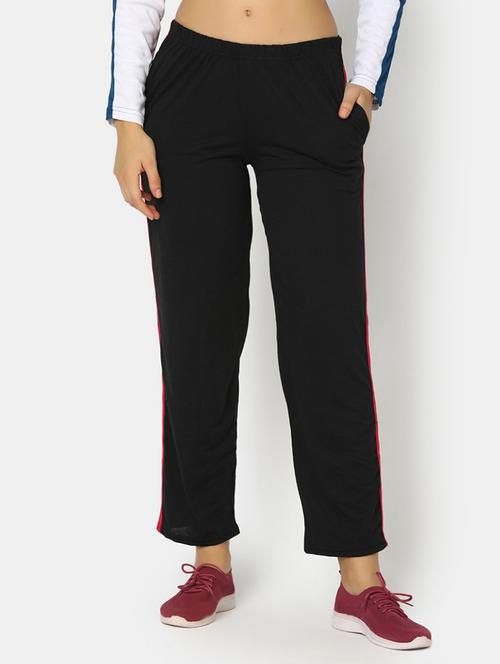 black mid rise solid track pant - 19615928 - Very Small Image - 1