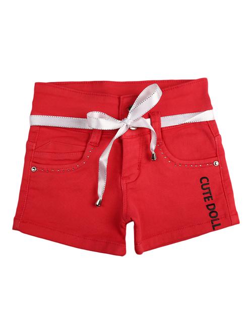 girls red placement printed shorts - 19616095 - Very Small Image - 1