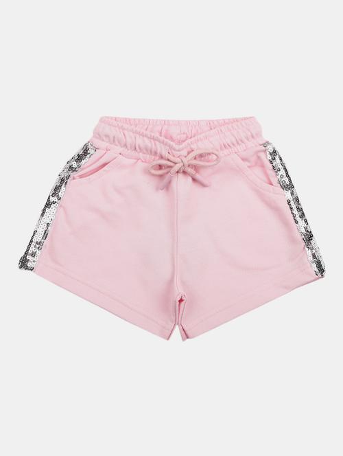 pink cotton side striped shorts - 19616100 - Very Small Image - 1
