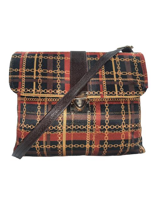 black printed leatherette sling bag - 19616185 - Very Small Image - 1