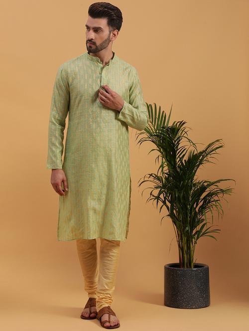 men self design kurta churidar ethnic wear set - 19616495 - Very Small Image - 1