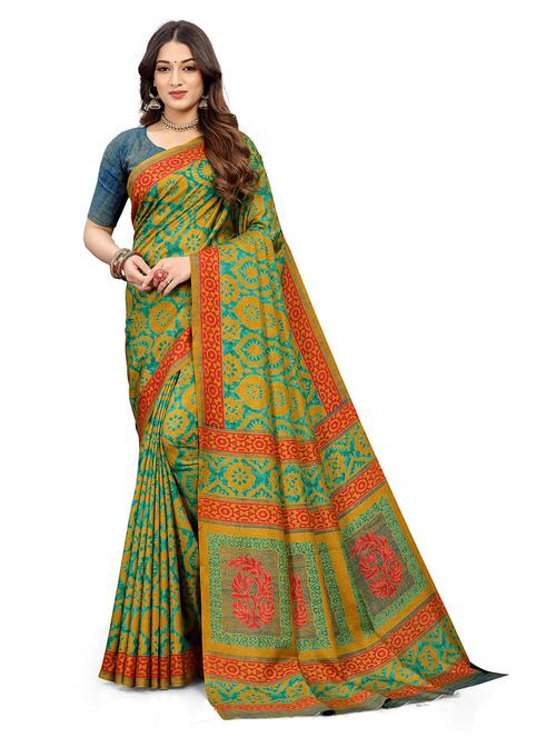 self design printed saree with blouse - 19617012 - Very Small Image - 1