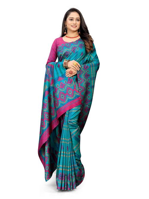 self design printed saree with blouse - 19617024 - Very Small Image - 1
