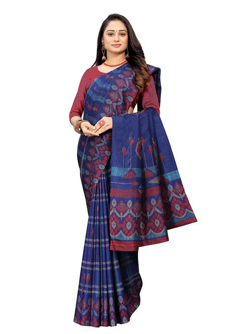 self design printed saree with blouse - 19617029 - Very Small Image - 1