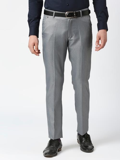 grey polyester flat front formal trouser - 19617454 - Very Small Image - 1