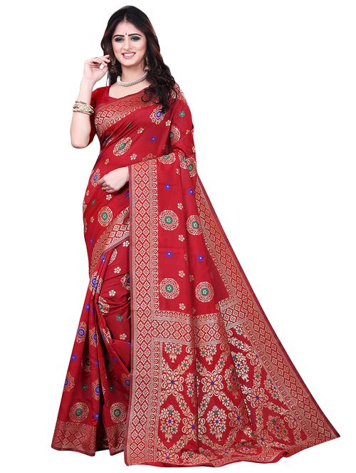 floral woven saree with blouse - 19617561 - Very Small Image - 1