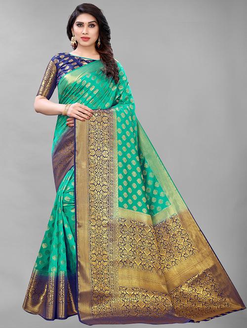 floral banarasi saree - 19617563 - Very Small Image - 1