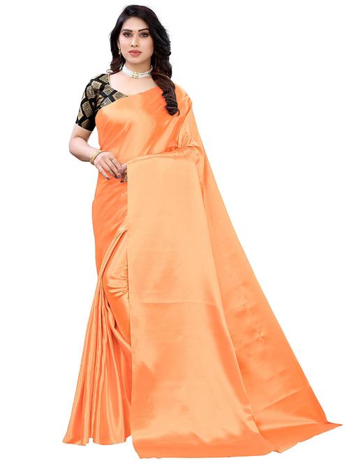 orange solid plain saree with blouse - 19617580 - Very Small Image - 1