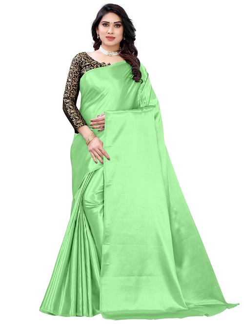 light green solid plain saree with blouse - 19617590 - Very Small Image - 1