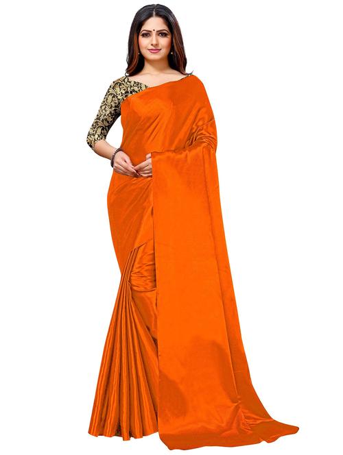 orange solid plain saree with blouse - 19617593 - Very Small Image - 1
