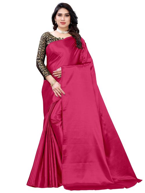 pink solid woven saree with blouse - 19617602 - Very Small Image - 1