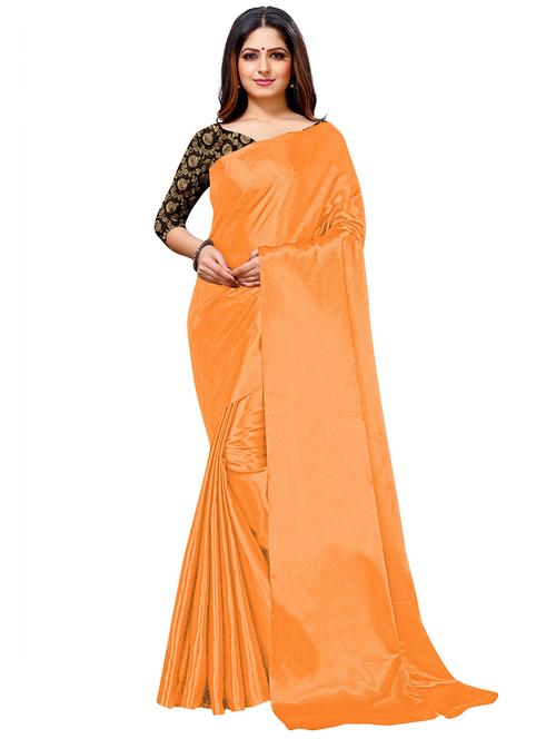 orange solid woven saree - 19617619 - Very Small Image - 1