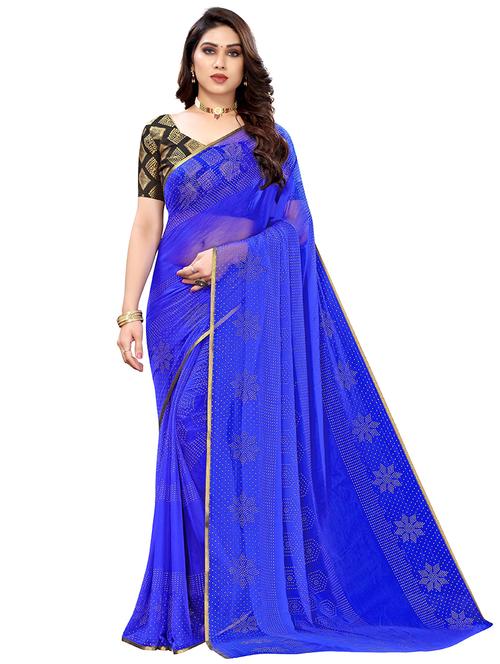 gold print printed saree with blouse - 19617628 - Very Small Image - 1
