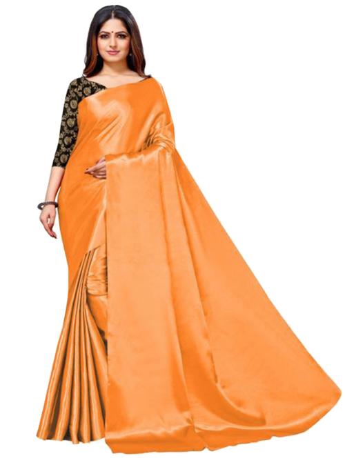 orange solid woven saree with blouse - 19617648 - Very Small Image - 1