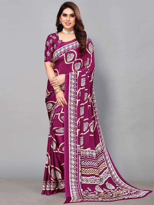 floral printed saree with blouse - 19617666 - Very Small Image - 1