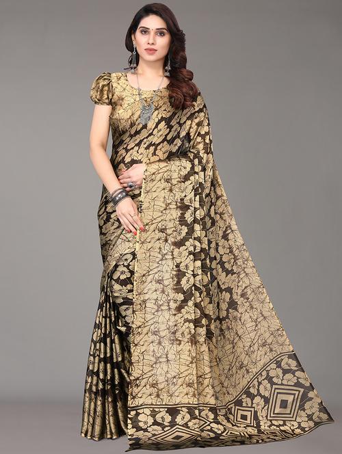floral printed saree with blouse - 19617688 - Very Small Image - 1