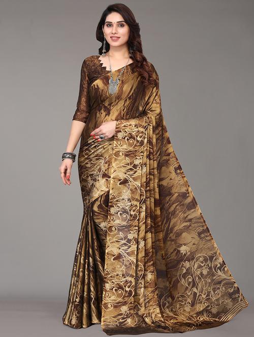floral printed saree with blouse - 19617691 - Very Small Image - 1
