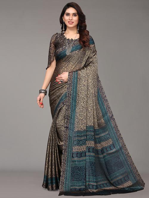 graphic printed saree with blouse - 19617695 - Very Small Image - 1