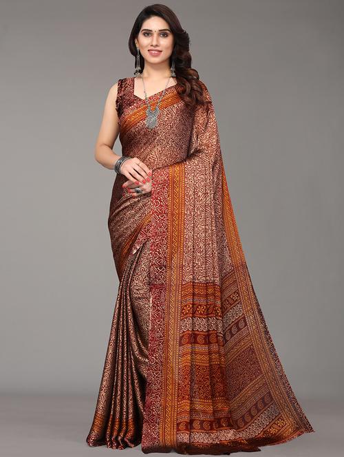 graphic printed saree with blouse - 19617696 - Very Small Image - 1