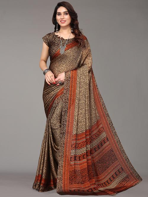 graphic printed saree with blouse - 19617697 - Very Small Image - 1