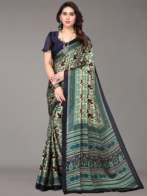 graphic printed saree with blouse - 19617699 - Very Small Image - 1