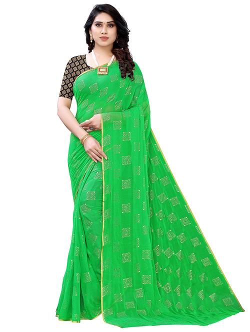 light green printed saree with blouse - 19617725 - Very Small Image - 1