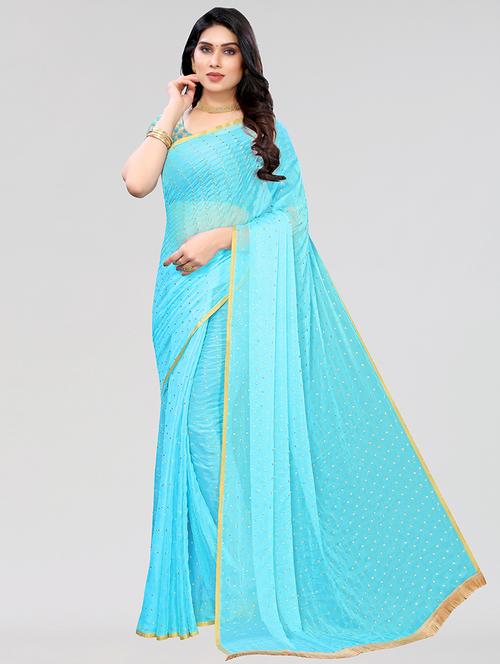 foil printed saree with blouse - 19617739 - Very Small Image - 1