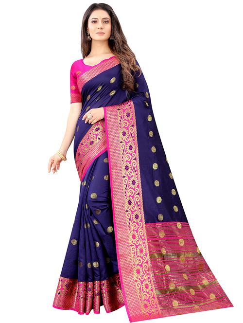 floral woven saree with blouse - 19617756 - Very Small Image - 1