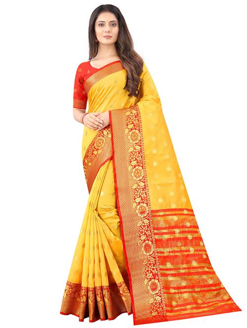 floral woven saree with blouse - 19617758 - Very Small Image - 1