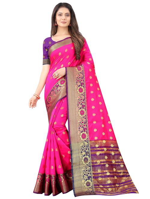 floral woven saree with blouse - 19617760 - Very Small Image - 1